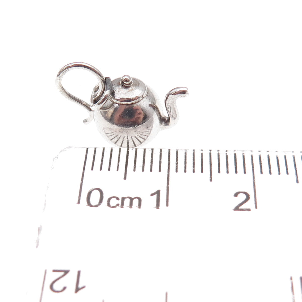 925 Sterling Silver Antique Art Deco Teapot 3D Charm Pendant