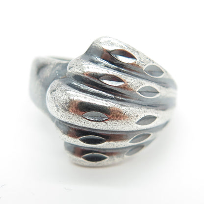925 Sterling Silver Vintage Ribbed Ring Size 6.25