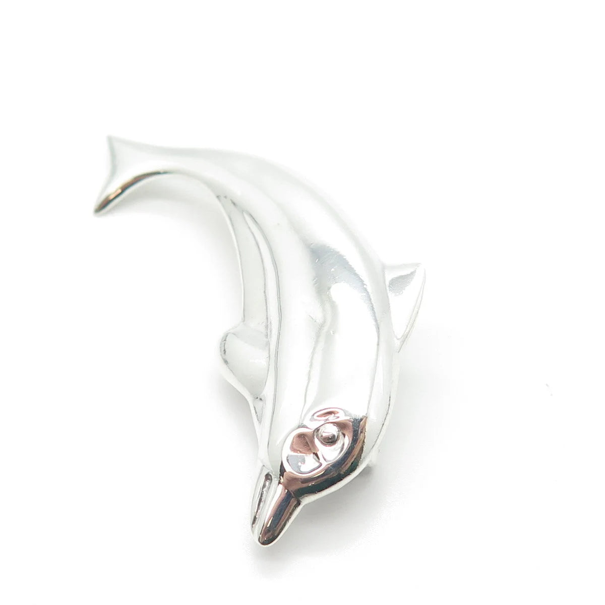 925 Sterling Silver Vintage Friendly Dolphin Pin Brooch