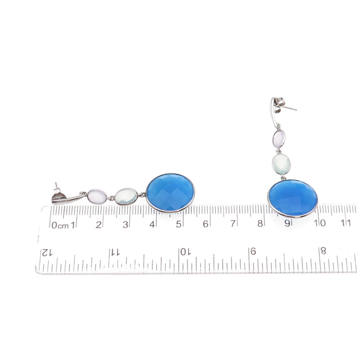 925 Sterling Silver Real Multi-Color Gemstone Dangle Earrings