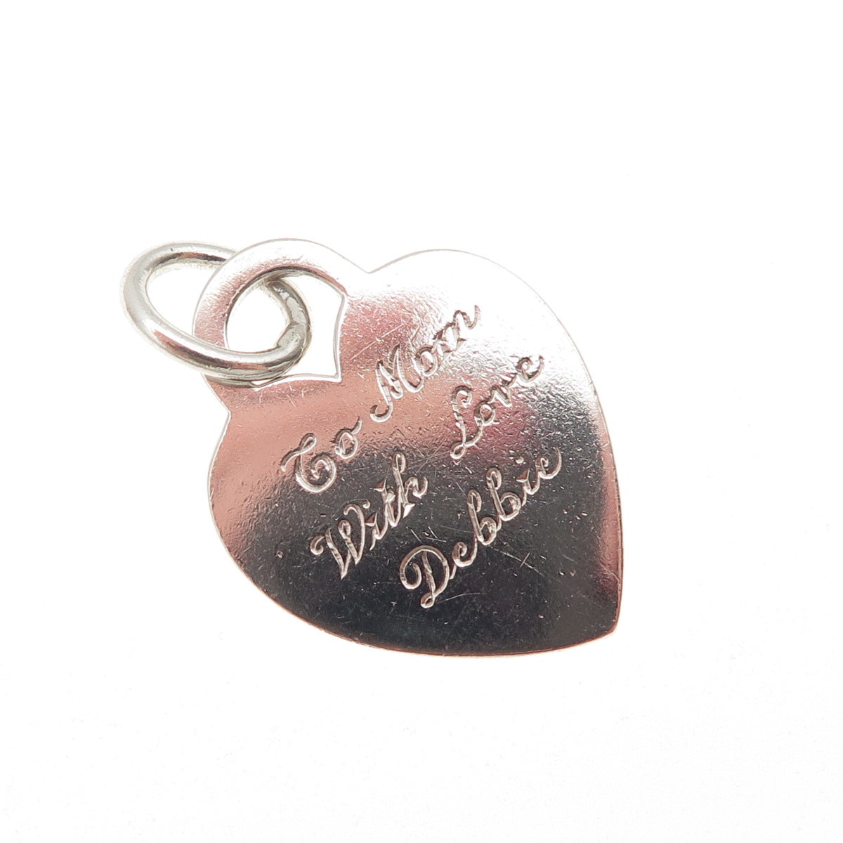 Tiffany & Co. 925 Sterling Silver Vintage Engraved Heart Tag Charm Pendant