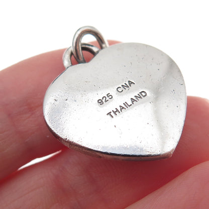 CNA Pranda 925 Sterling Silver Vintage Real Lavender Jade Heart Charm Pendant