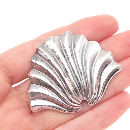 J.H. BREAKELL 925 Sterling Silver Vintage Modernist Seashell Oxidized Pin Brooch