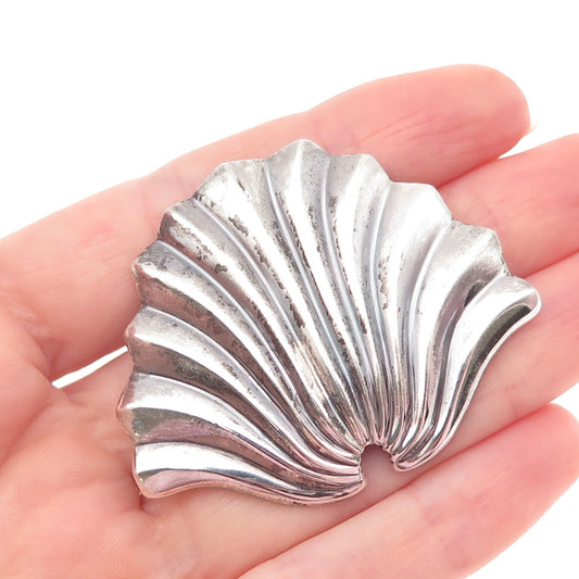 J.H. BREAKELL 925 Sterling Silver Vintage Modernist Seashell Oxidized Pin Brooch