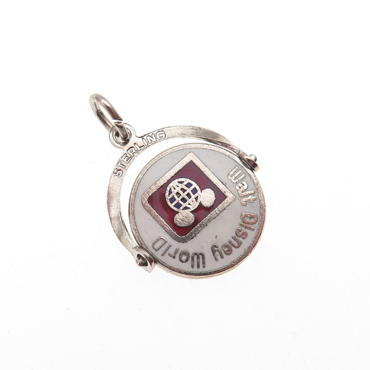Disney 925 Sterling Silver Vintage Enamel Walt Disney World Mini Charm Pendant