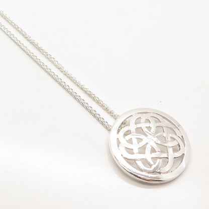925 Sterling Silver Vintage Celtic Pendant Braided Chain Necklace 16"