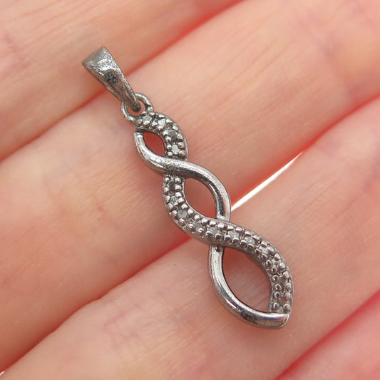 ROSS SIMONS Sterling Silver Black Rhodium Real Diamond Accent Infinity Pendant