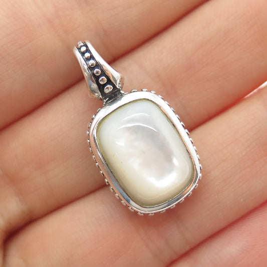 925 Sterling Silver Vintage Real Black Onyx & MOP Dual Sided Charm Pendant