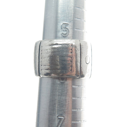 LISA JENKS 925 Sterling Silver Vintage Modernist Wide Band Ring Size 6