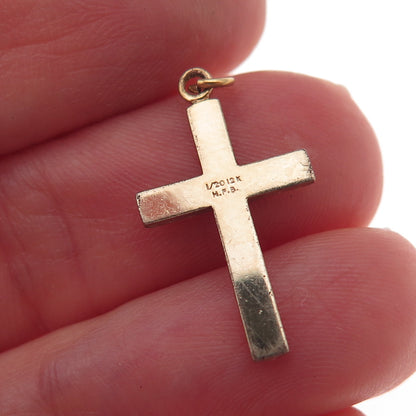 Henry F. Barrows 1/20 12K Gold Filled Antique Art Deco Heart Cross Charm Pendant