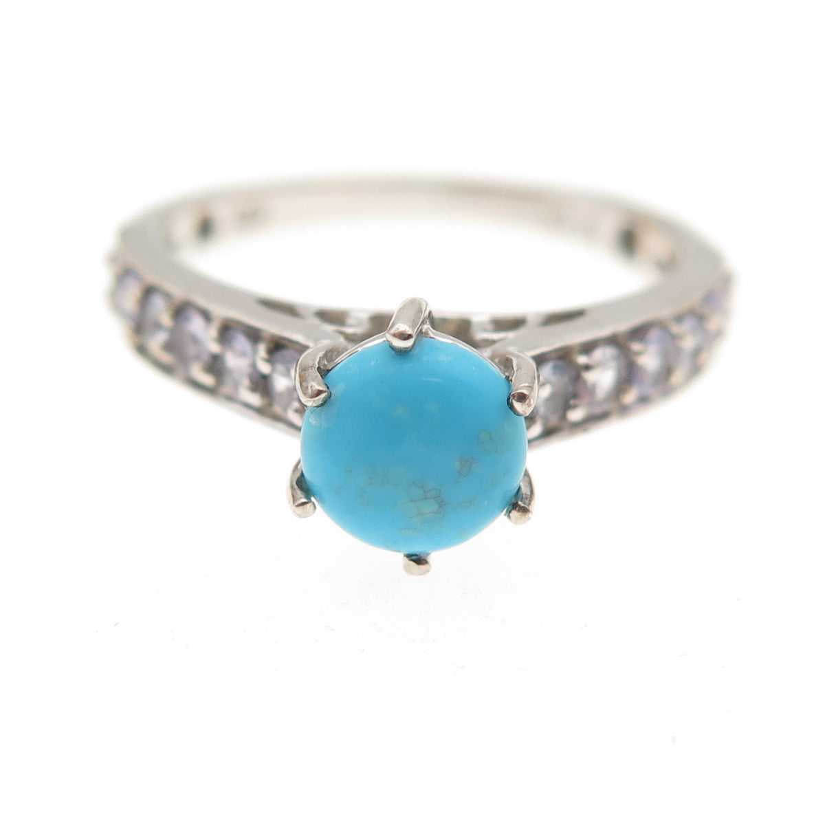 Chuck Clemency 925 Sterling Silver Real Turquoise & Iolite Ring Size 7