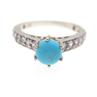 Chuck Clemency 925 Sterling Silver Real Turquoise & Iolite Ring Size 7