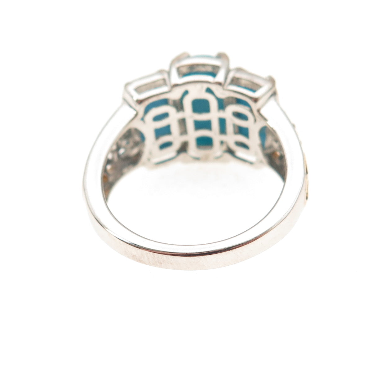 D'Joy Sterling Silver 2-Tone Real Sleeping Beauty Turquoise Apatite Ring Size 8