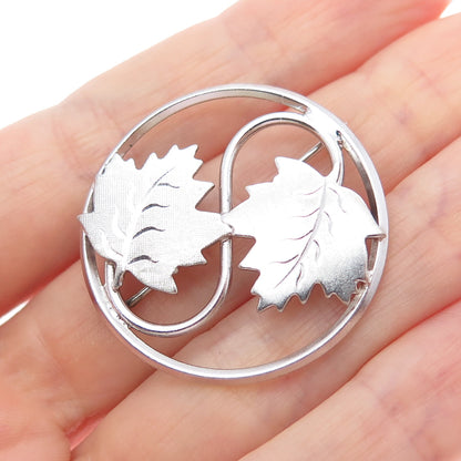 LAMODE 925 Sterling Silver Vintage Maple Leaf Yin Yang Pin Brooch