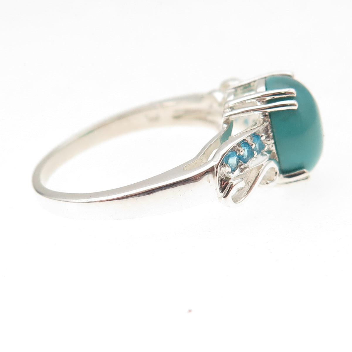 925 Sterling Silver Real Sleeping Beauty Turquoise & Apatite Ring Size 8