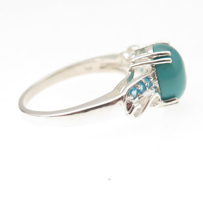 925 Sterling Silver Real Sleeping Beauty Turquoise & Apatite Ring Size 8