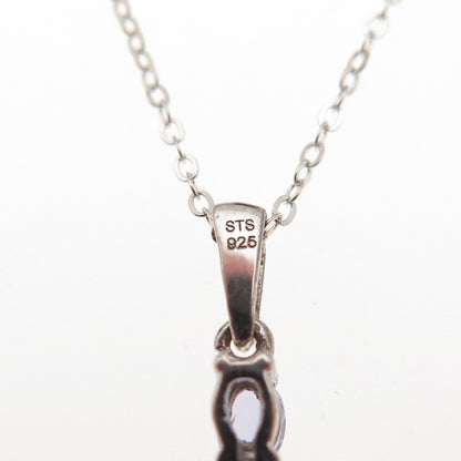 Chuck Clemency 925 Sterling Silver Real Tanzanite Cross Cable Chain Necklace 20"