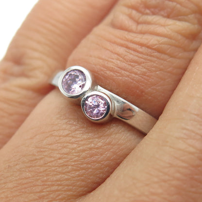 925 Sterling Silver Round-Cut Lavender C Z Modernist Ring Size 6