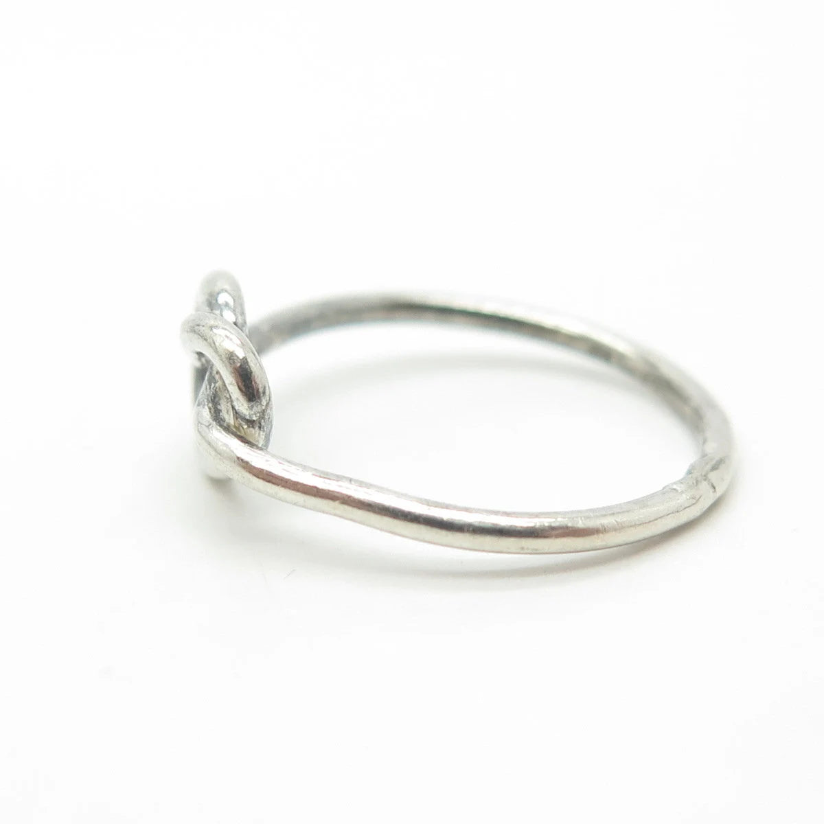 925 Sterling Silver Vintage Heart Knot Ring Size 5