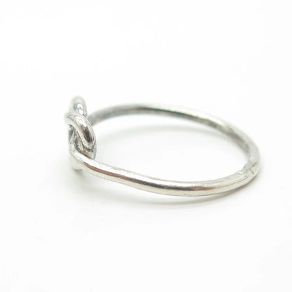 925 Sterling Silver Vintage Heart Knot Ring Size 5