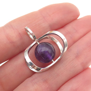 KUPITTAAN KULTA 925S Sterling Silver Vintage Finland Amethyst Modernist Pendant