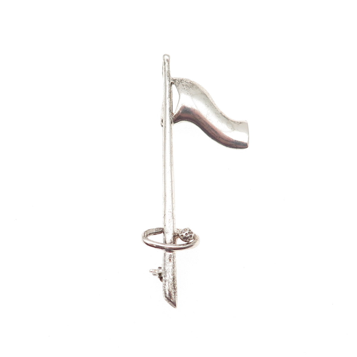 925 Sterling Silver Vintage Flagstick Golf Oxidized Pin Brooch / Pendant
