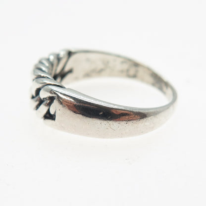 925 Sterling Silver Vintage Curb Chain Oxidized Ring Size 6.25