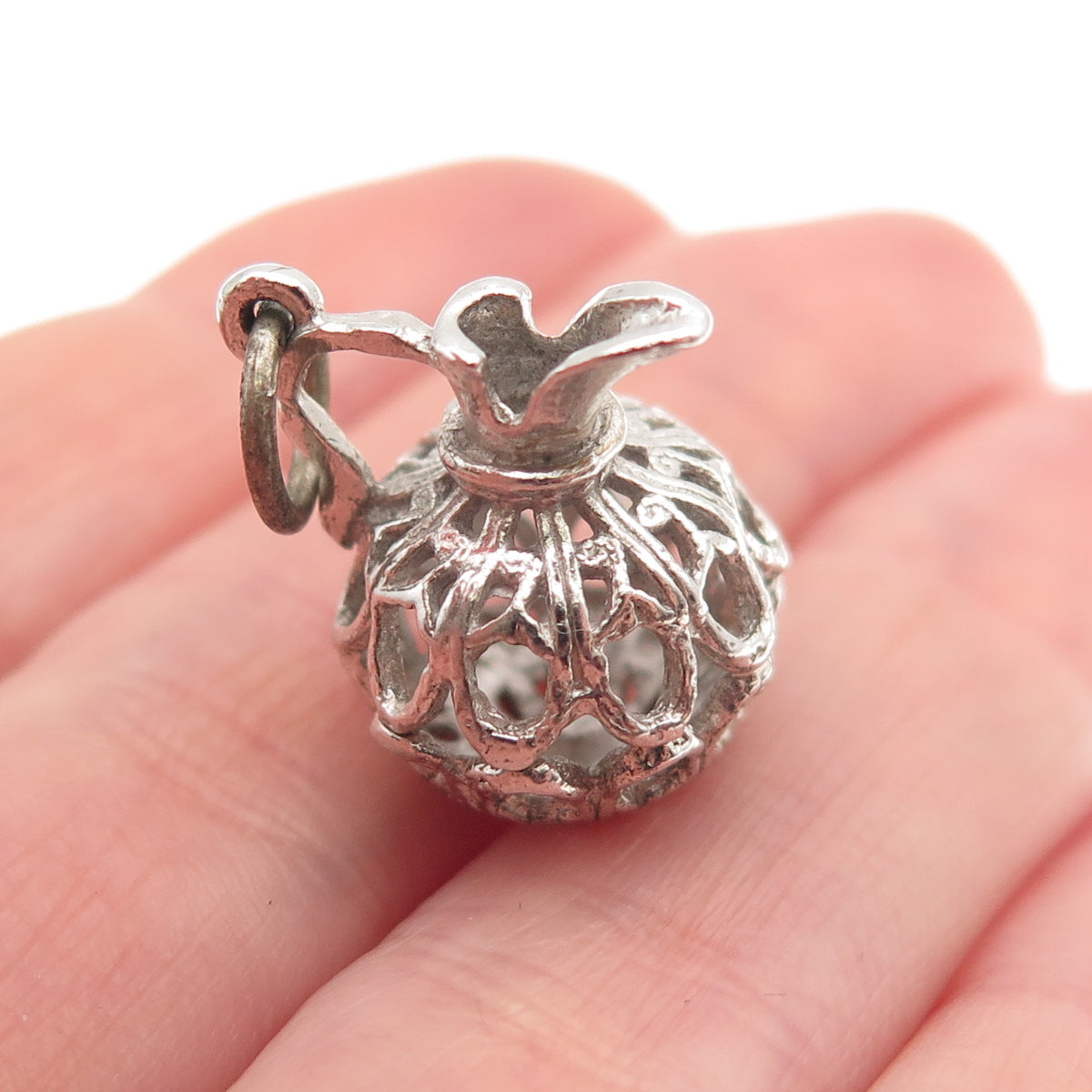 925 Sterling Silver Vintage Pitcher Oxidized 3D Mini Charm Pendant