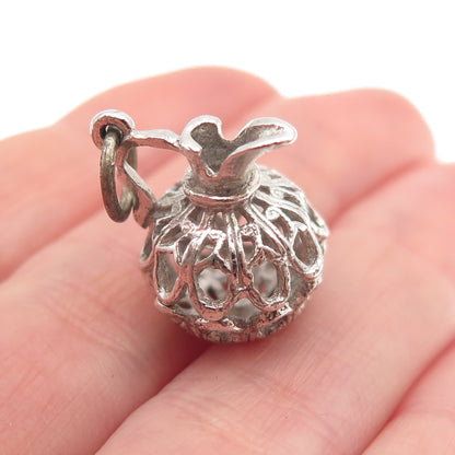 925 Sterling Silver Vintage Pitcher Oxidized 3D Mini Charm Pendant
