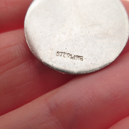 925 Sterling Silver Vintage Enamel Sweet 16 Round Tag Charm Pendant