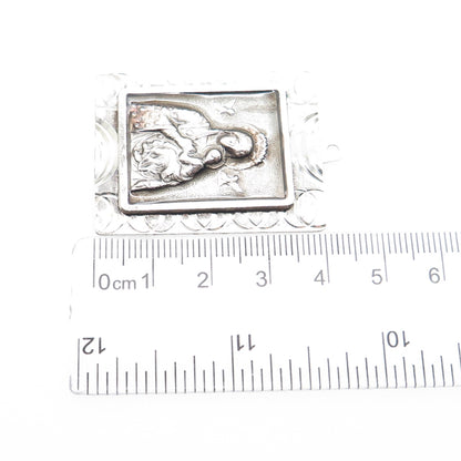 925 Sterling Silver Vintage A90 St. Mary & Jesus Religious Medal Charm Pendant