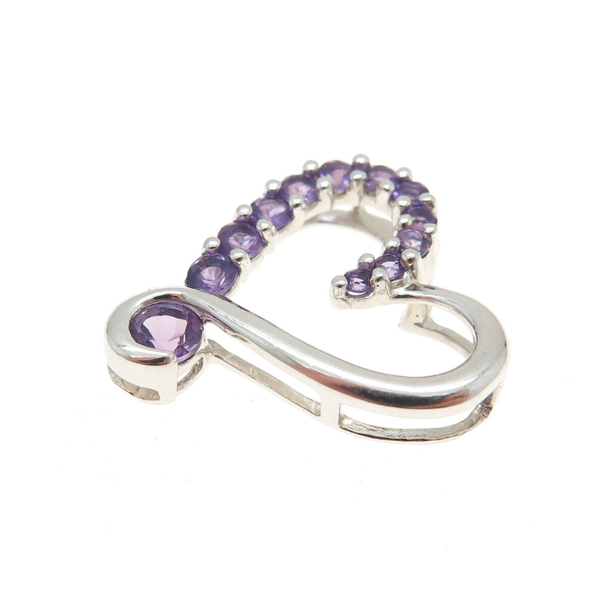ALWAND VAHAN 925 Sterling Silver Real Amethyst Gemstone Open Heart Pendant