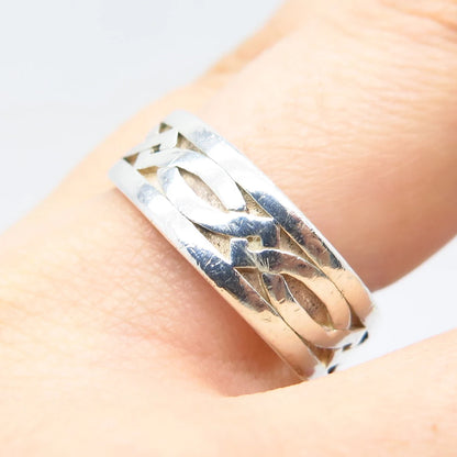 925 Sterling Silver Vintage Celtic Band Ring Size 9.75