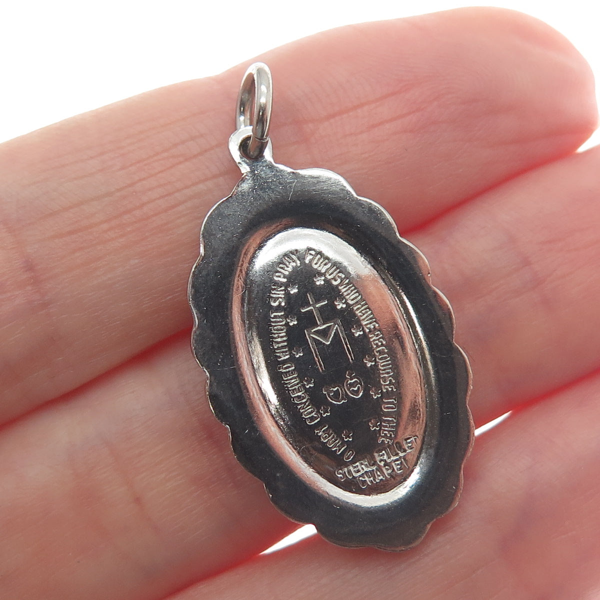 CHAPEL 925 Sterling Silver Filled Vintage St. Mary Miraculous Religious Pendant