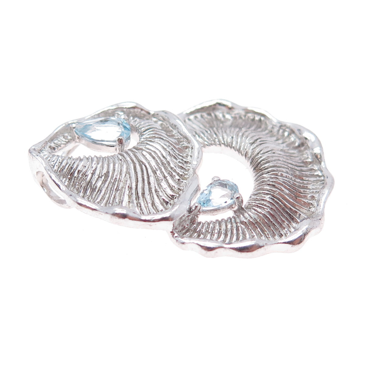 925 Sterling Silver Vintage Real Blue Topaz Modernist Slide Pendant