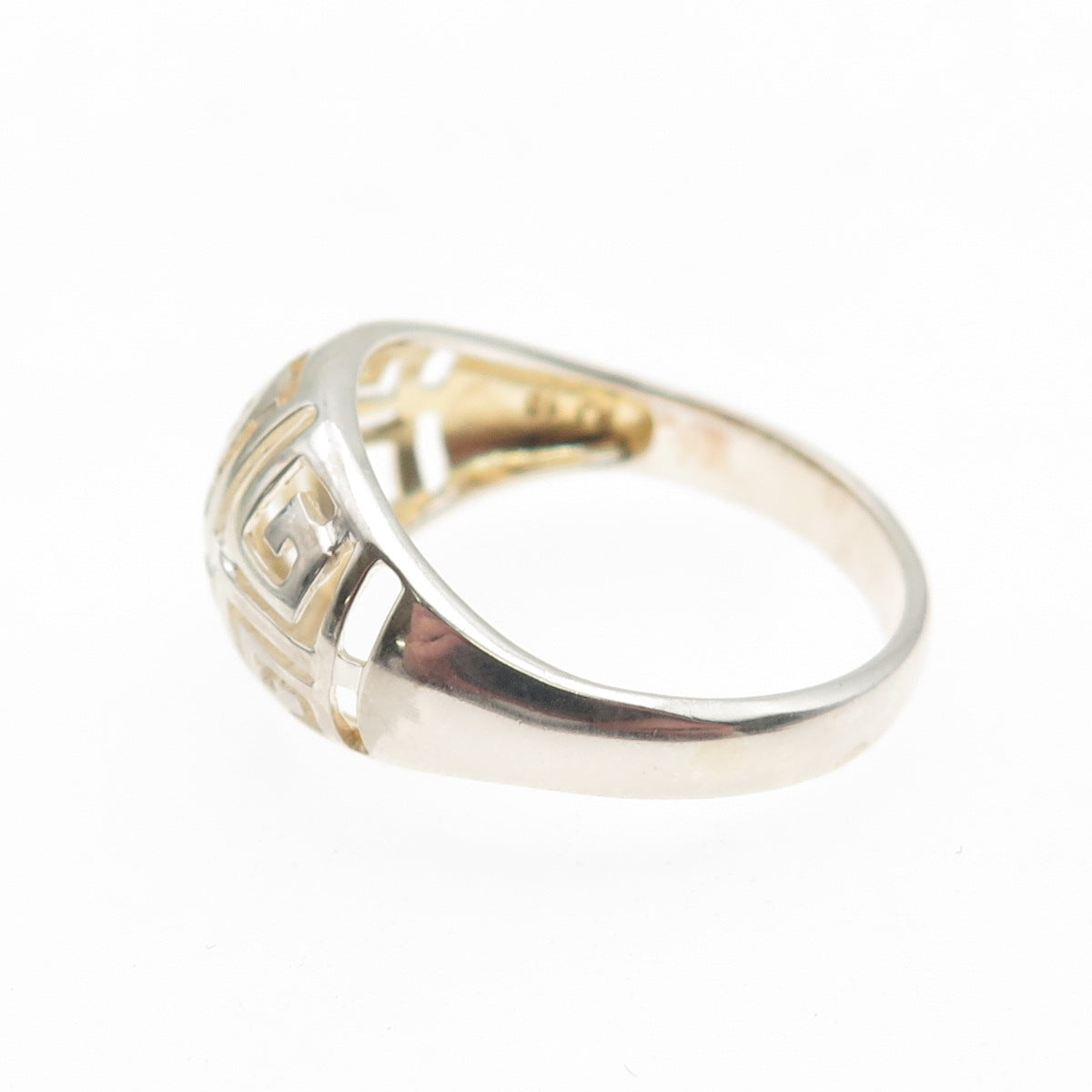 RJ GRAZIANO 925 Sterling Silver Greek Maze Dome Ring Size 10.25