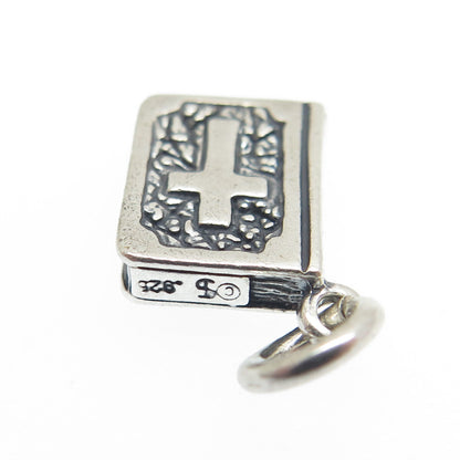 SHUBE 925 Sterling Silver Vintage Holy Bible Minimalist Charm Pendant