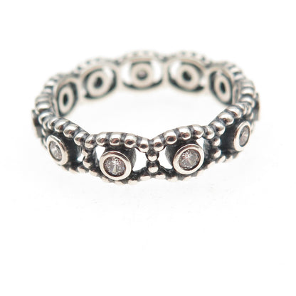 Pandora 925 Sterling Silver Round-Cut C Z Her Majesty Band Ring Size 9.25
