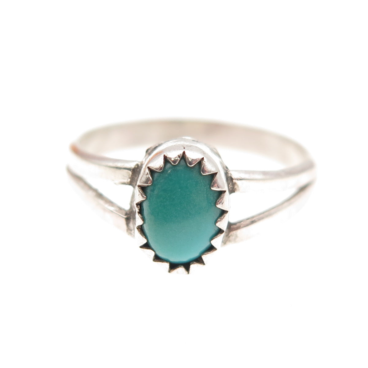 Old Pawn 925 Sterling Silver Vintage Southwestern Turquoise Tribal Ring Size 4.5