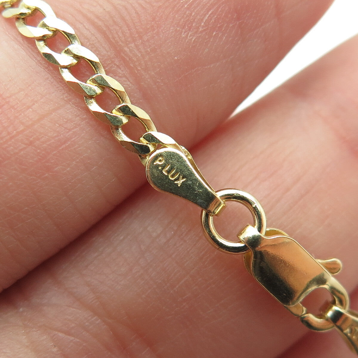 P. LUX 925 Sterling Silver Gold Plated Italy Curb Chain Necklace 16"