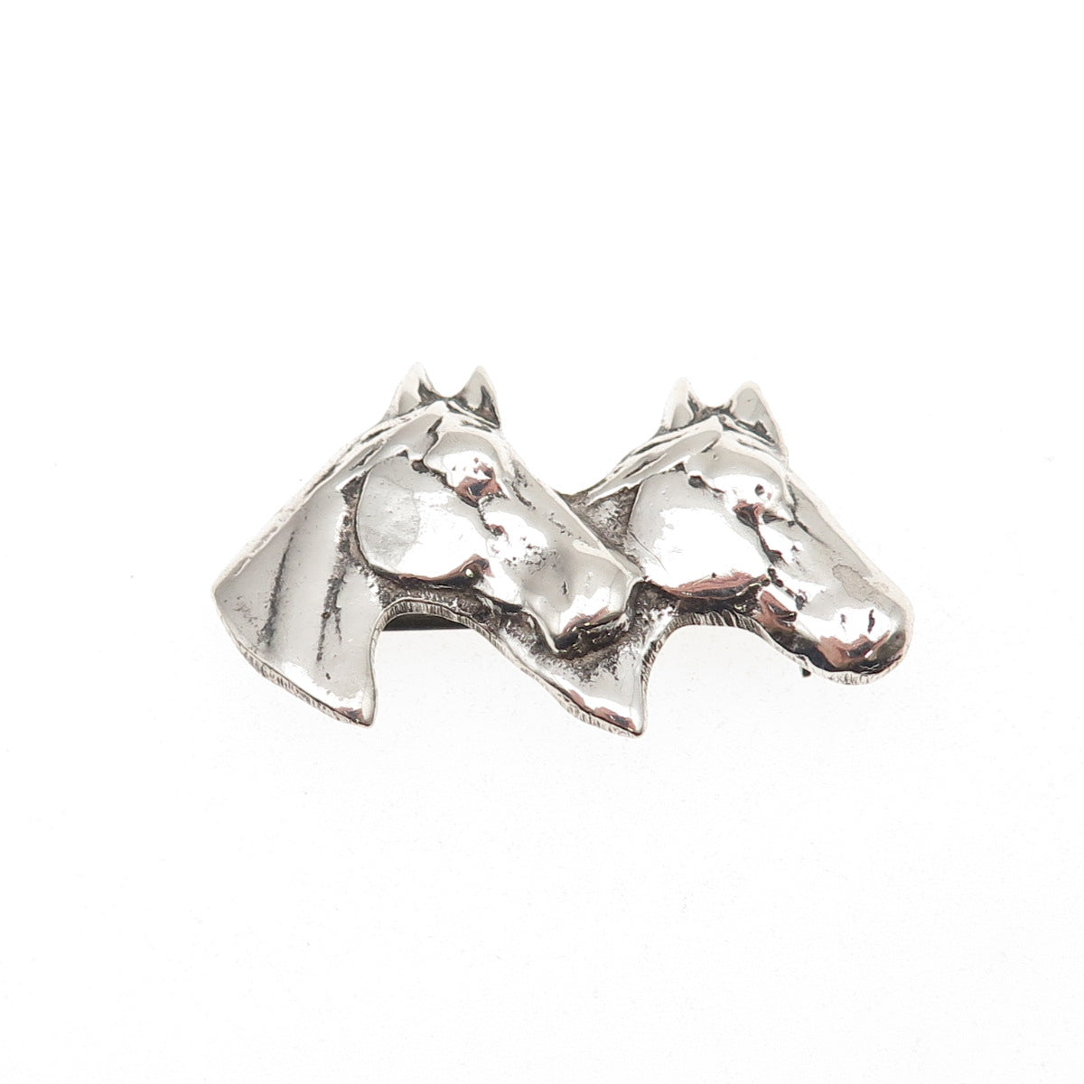 925 Sterling Silver Vintage Horse Couple Oxidized Pin Brooch