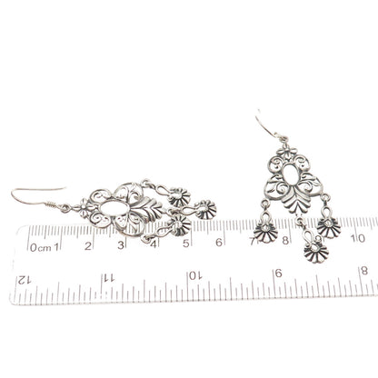 925 Sterling Silver Vintage Modernist Butterfly Oxidized Dangle Earrings