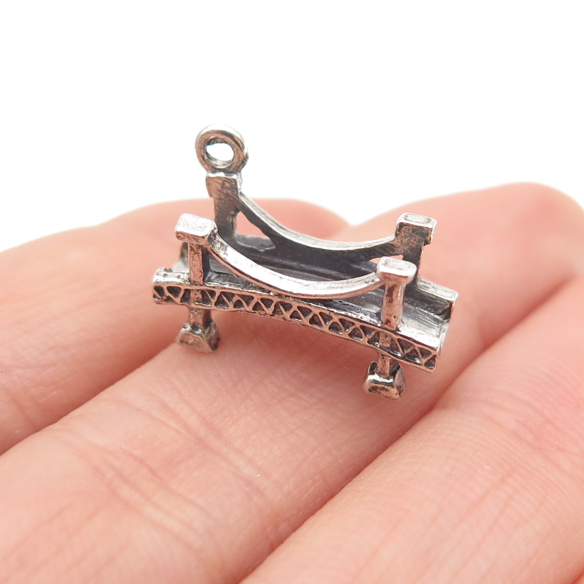 BEAU 925 Sterling Silver Vintage St. Lawrence Seaway Bridge Mini 3D Pendant