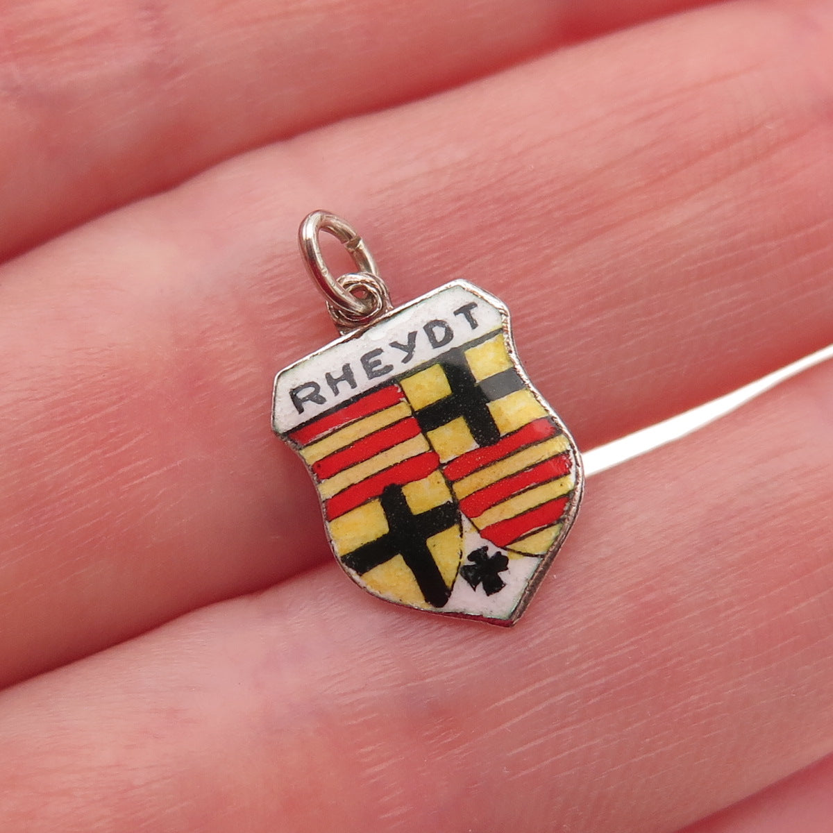 Antiko 800 Silver Vintage Enamel Rheydt Mini Charm Pendant