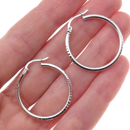 925 Sterling Silver Etched Hoop Earrings