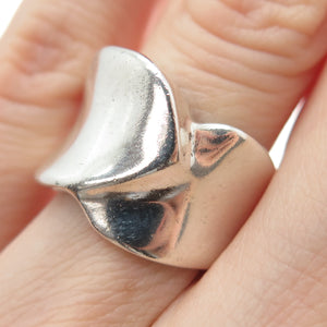 925 Sterling Silver Vintage Modernist Overlap Ring Size 5.75