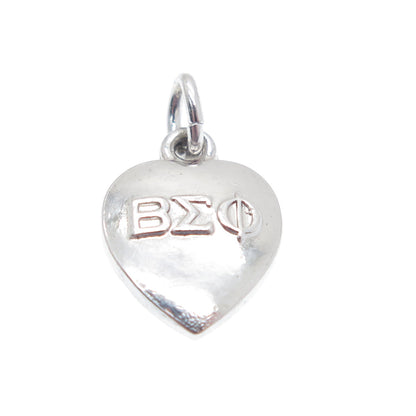 925 Sterling Silver Antique Beta Sigma Phi Fraternity Heart Minimalist Pendant