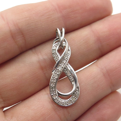 DIAG 925 Sterling Silver Real Round-Cut Diamond Infinity Pendant