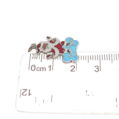 Danecraft 925 Sterling Silver Vintage Enamel Santa Ice Skate Mini Charm Pendant