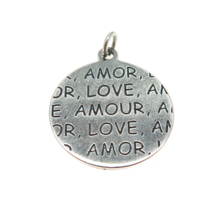 925 Sterling Silver "Amour Love Amor" Charm Pendant